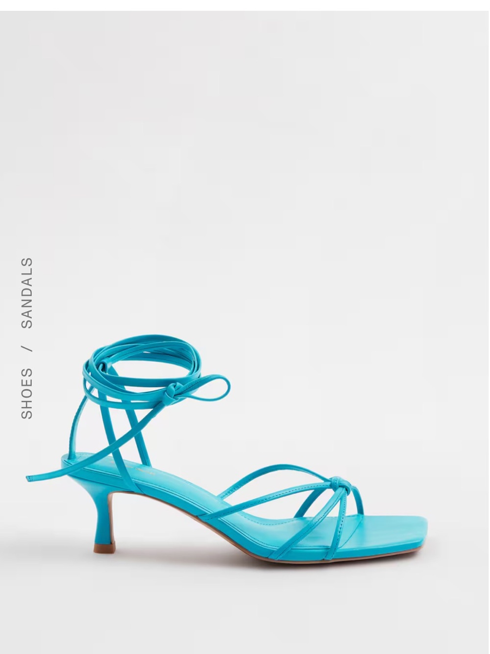 Women’s Lace-Up Strappy Turquoise Square-Toe Heels 8